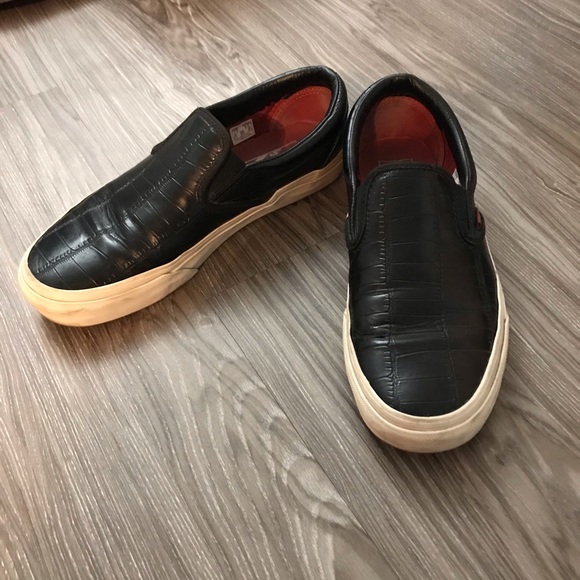 vans croc leather slip on